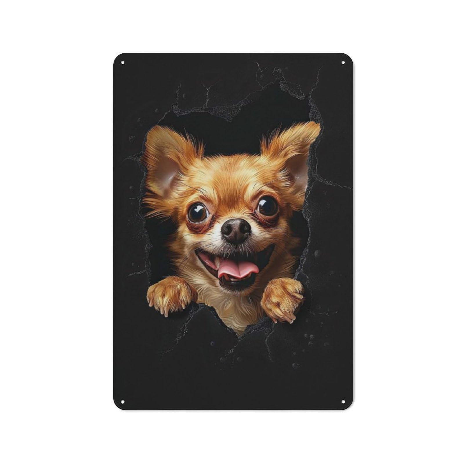 Decorative Metal Plaque with Chihuahua Design 30x20cm, Loft Style Loft Wall Plaque for Modern Home, Workshop, Office Or Cafe