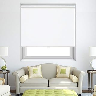 Persilux Cordless Window Blinds Blackout Roller Shades, Light Filtering UV Protection Energy Saving for Home and Office, Easy to Install (35'W x 72'H, White)