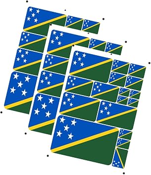 3 Pack Laser Printing Americas Europe Oceania Each Country Solomon Islands Flag Stickers Decal in Multiple Sizes Sticker Yellow Solomon Islands