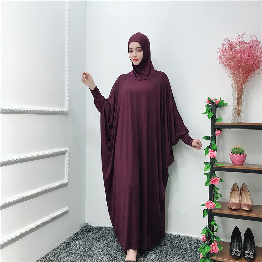 Générique Tenue de Priere Femme Musulmane Robe Longue Ramadan en Coloris Uni Capuche Cardigan Léger Robe de Chambre Tenue Islamique Modeste Abaya