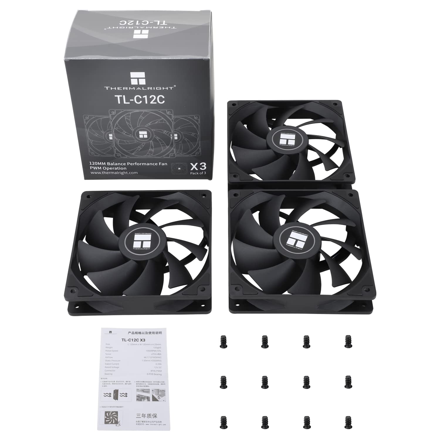 Conjunto com 3 Fans 120mm Thermalright TL-C12C | Amazon.com.br