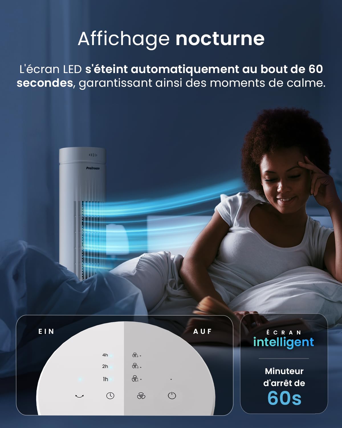 Pro Breeze Turmventilator mit Fernbedienung, 76cm Höhe - Ventilator 65° Oszillation, Timer, 3 Geschwindigkeiten – Leistungsstarker & energieeffizienter Ventilator leise für Schlafzimmer und Büro