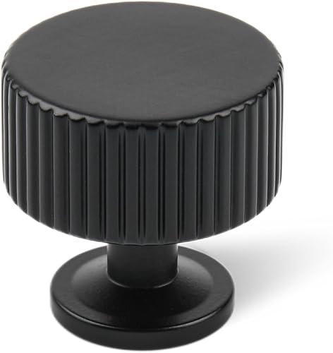 Miniatura 9 de Paquete de 5 pomos de gabinete de cocina de latón macizo, tiradores de cajón de oro mate, diámetro de 1-1/10 pulg. 28 mm, manijas modernas