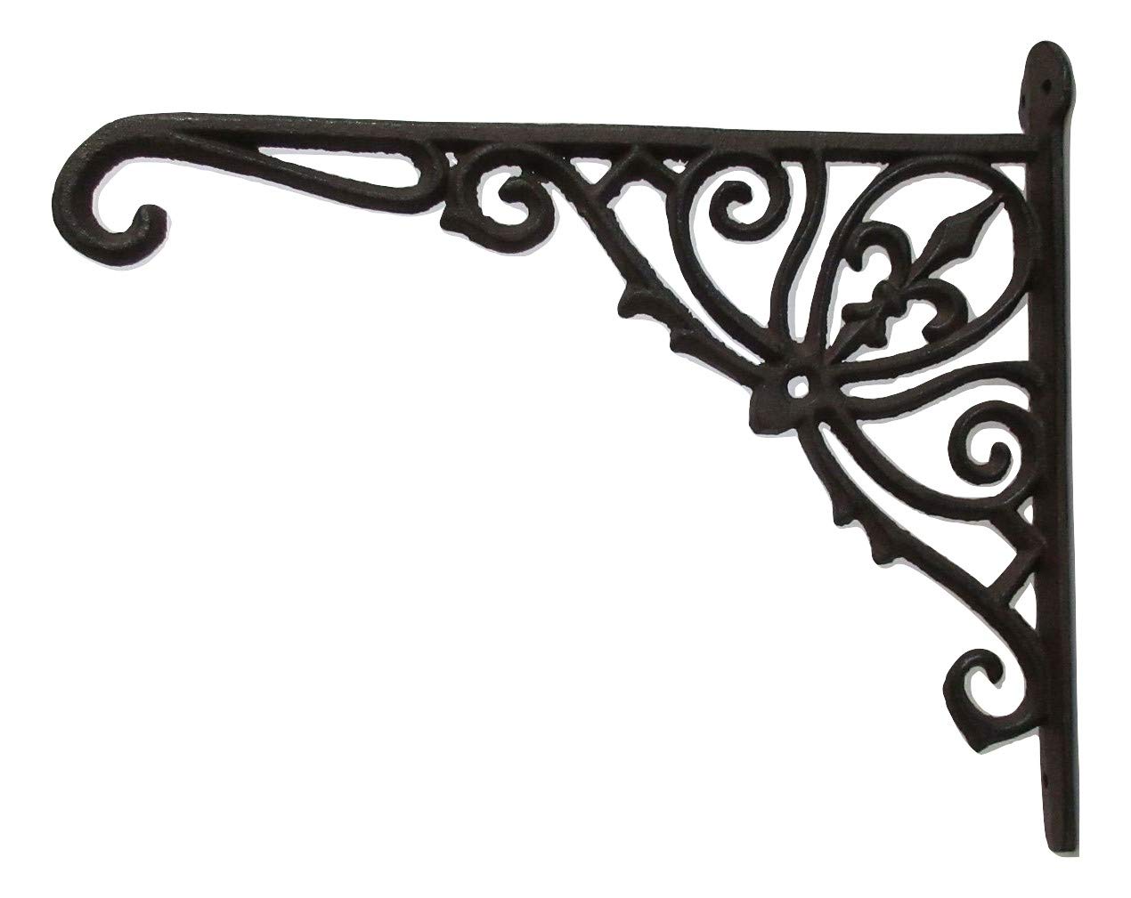 Crochet pour plantes suspendues en fonte noire : support mural extérieur pour pot de fleurs