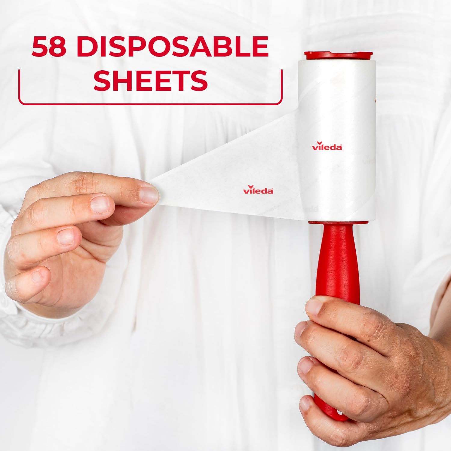Vileda Lint Roller with Adhesive Blades and Ergonomic Handle, White, 2 rotoli