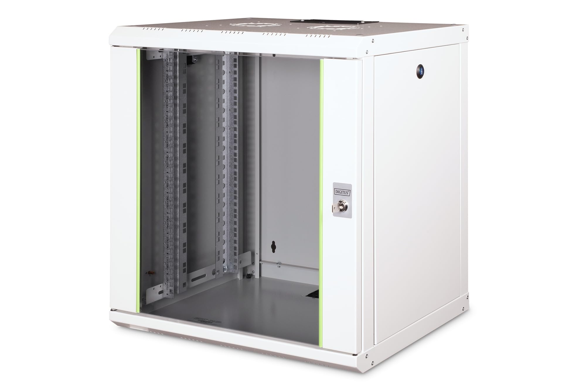 DIGITUS Netzwerk-Schrank 19 zoll 12 HE - Wandmontage - 450 mm Tiefe - Traglast 100 kg - Unique Serie - Glastür - Grau