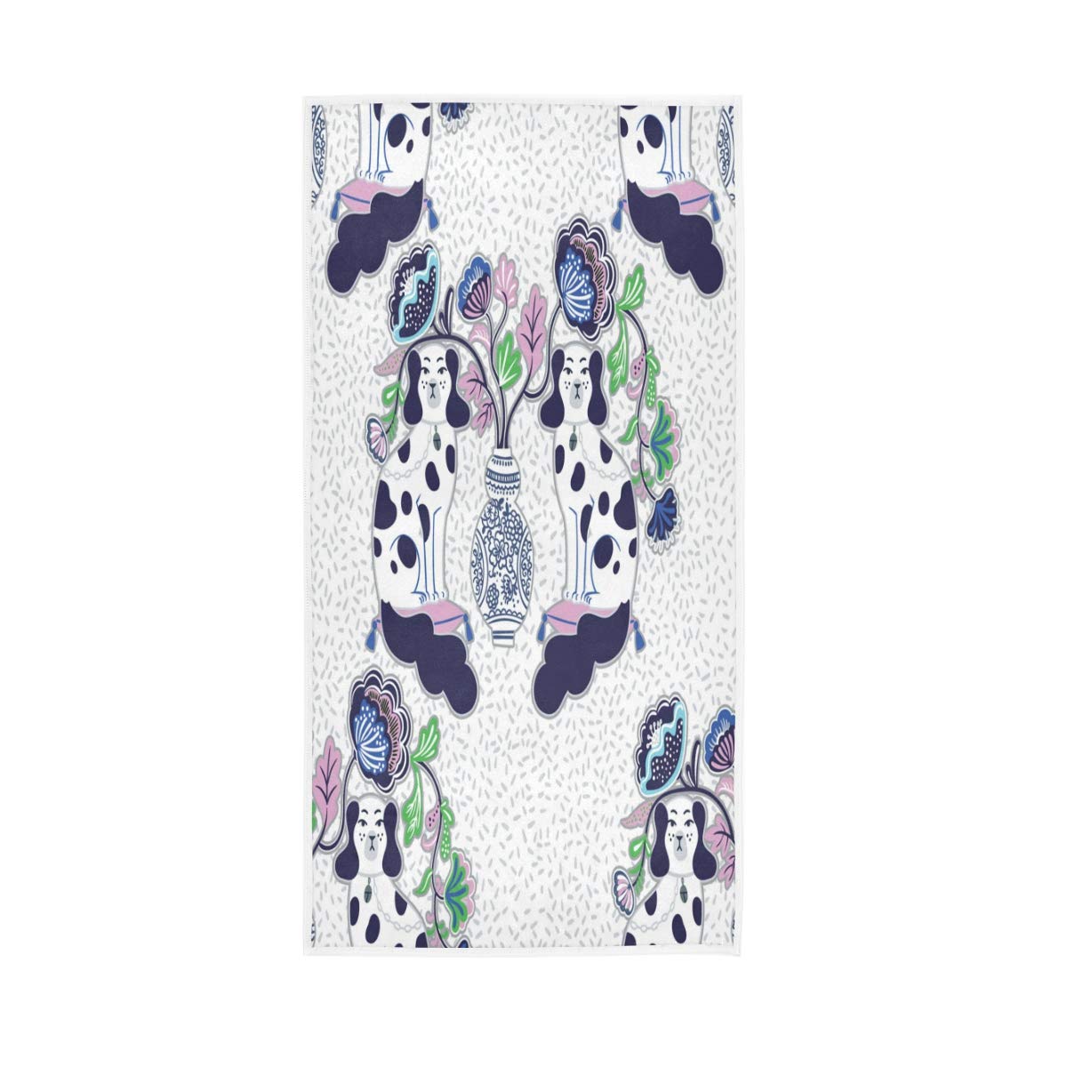 HUYGD Hand Towels Cotton Traditional Chinese Dog Flower Soft Towel Multipurpose Bathroom Beach Towel for Home Kitchen Swim Spa Gym, 30x15 inch