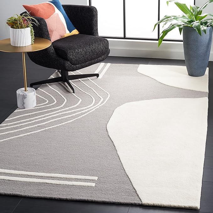 Image of Hand Tufted Carpet Nz Wool with Silk Abstract Design Non Slip Luxury Exclusive Rectangular Carpet for Living Room Bedroom (Size : 5x8 Ft, 152x244 CM), Multicolor