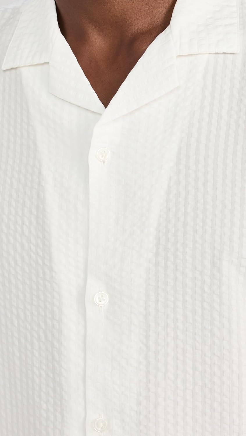 Club Monaco Men's Short Sleeve Camp Collar Seersucker Shirt - Image 6