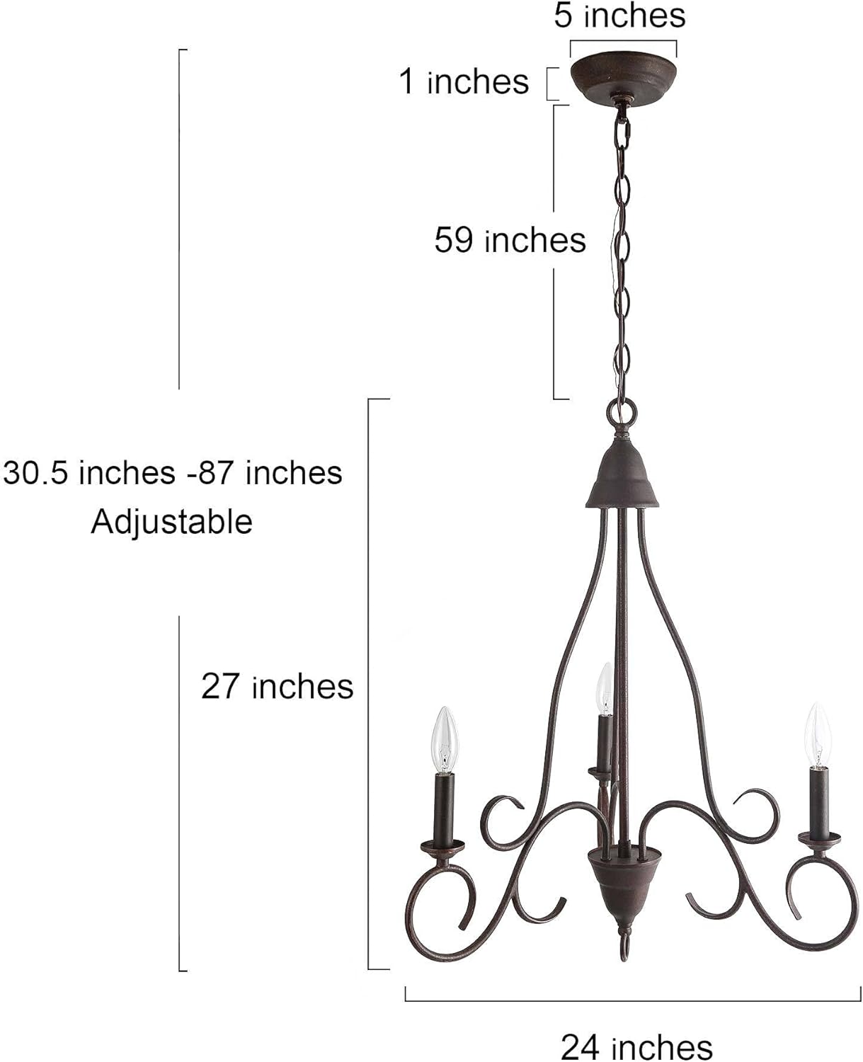 Buy 1 get 1 LALUZ Bronze Rustic Chandelier, Farmhouse Pendant Chandelier for Foyer, Entryway and Dining Room