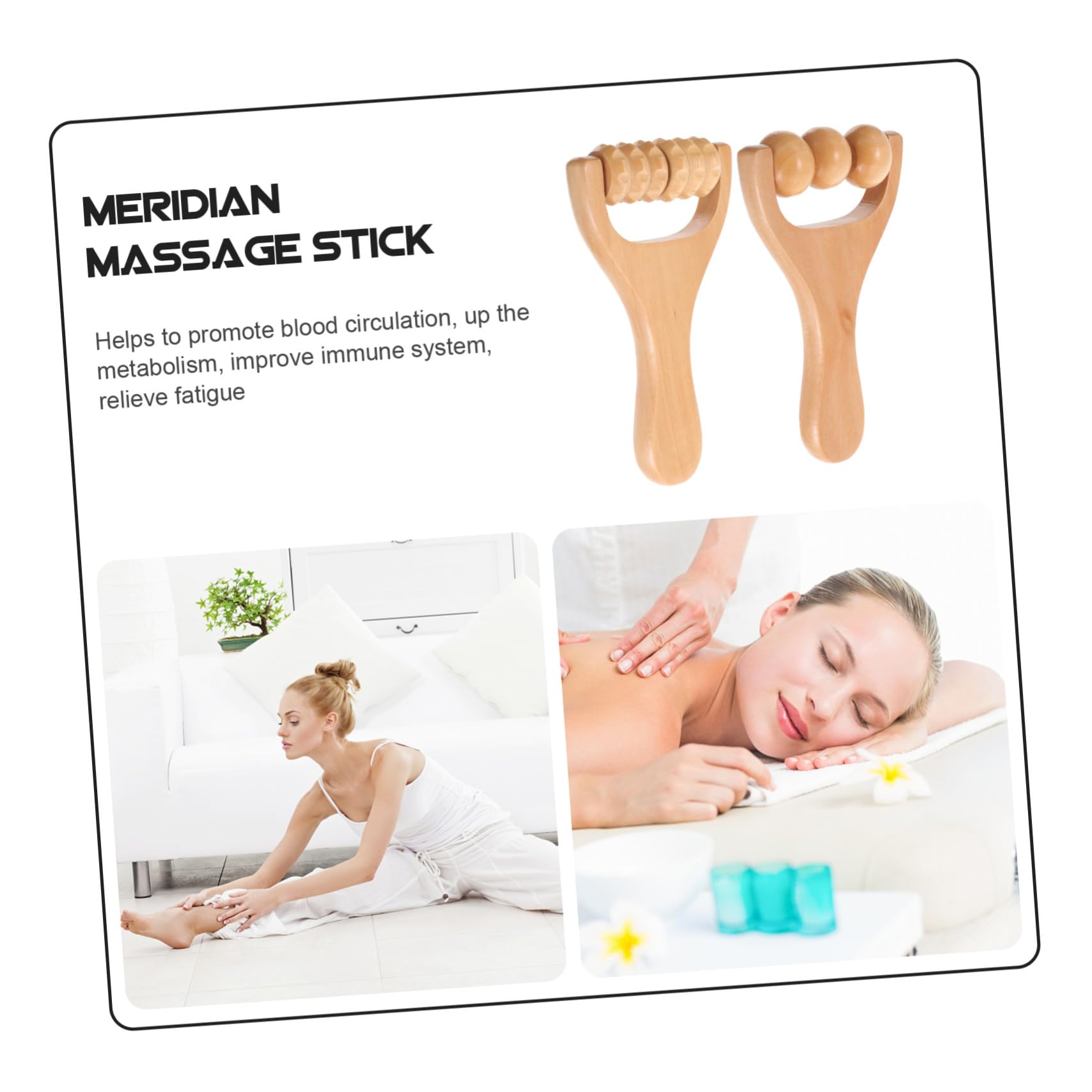 Rodillo de Masaje de Madera para Cuerpo y Rostro, 2 Piezas, Herramienta de Masaje Manual para Puntos Gatillo, Adecuado para Relajación de Cuello y Hombros