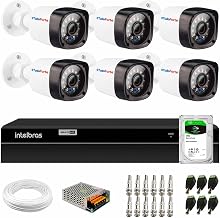 Kit 6 Câmeras de Segurança Full HD 1080p 2MP Bullet 20 Metros Infravermelho Tudo Forte + DVR Intelbras MHDX 1208 8 Canais + HD 1TB Seagate Barracuda