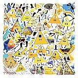 60枚セット ステッカービル・サイファー系 三角警告シンボルシリーズ ミステリー＆グラフィティ要素 イエローサイン風デザイン トレンド超常テーマ 車 コンピューター バイク タブレット スケートボード コップ 携帯電話 スーツケース ハンドバッグ ギター 壁 冷蔵庫など