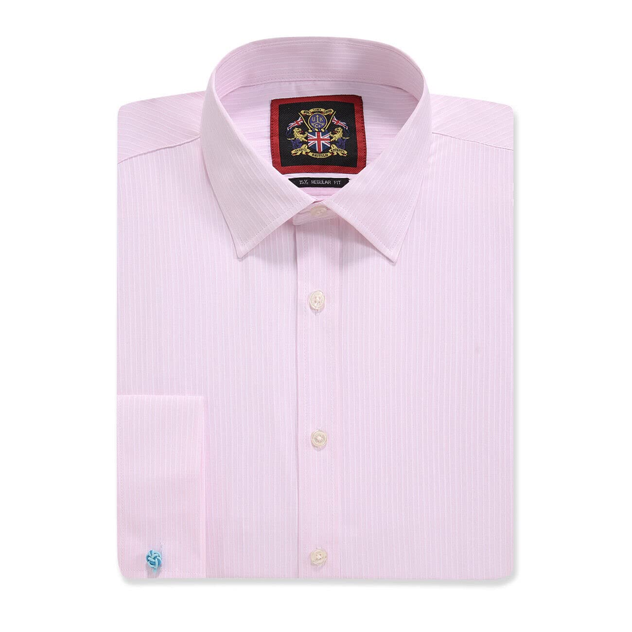 Janeo British Apparel Nos Tibi Serviat Uk Co Men's Pink (Double Cuff) Formal Dress Shirts, Self Stripe, Single Or Double Cuff, Business Office Wedding Wear By Janeo British Apparel. Pink, Double Cuff, 22In