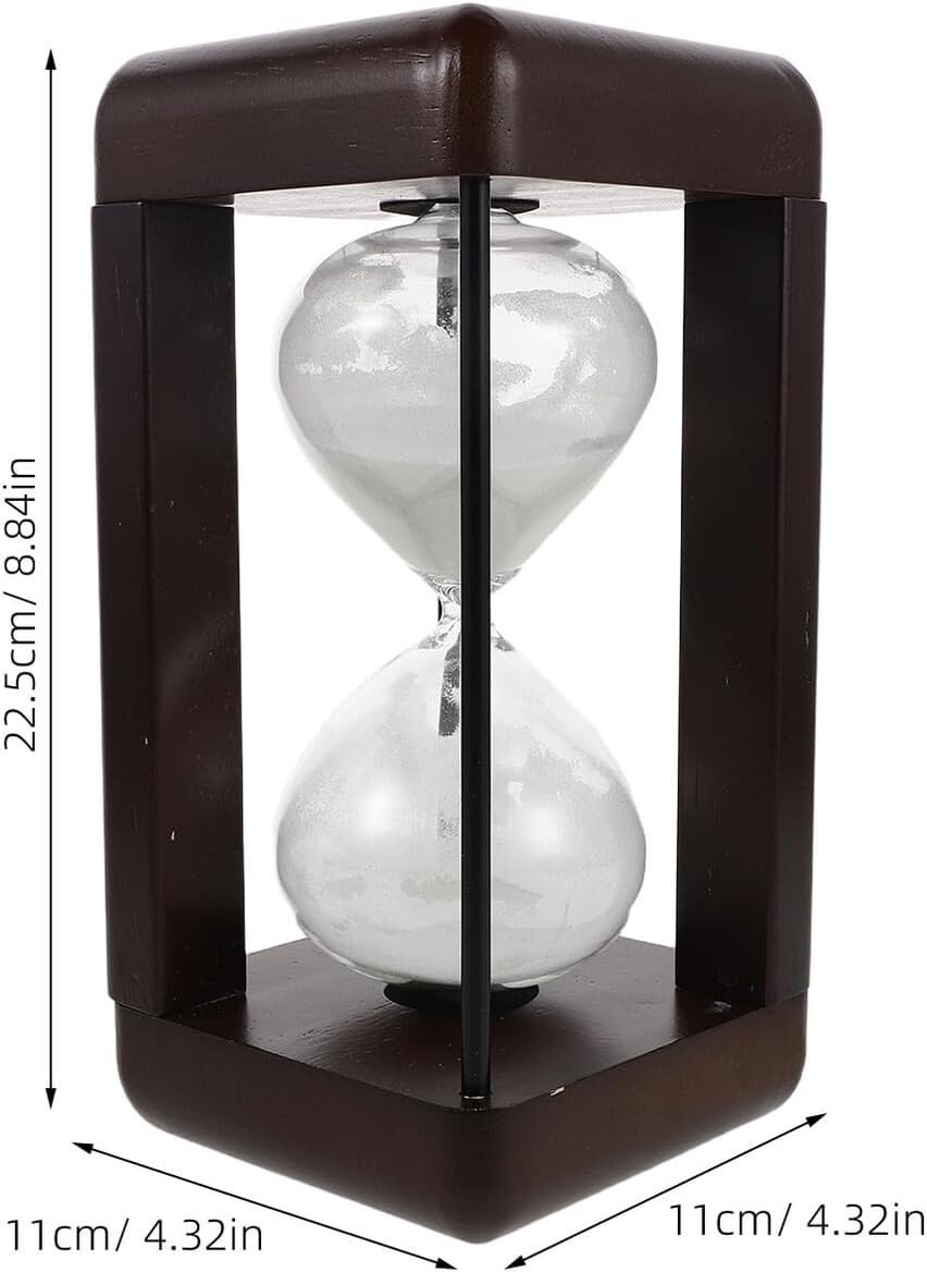 Tofficu Vintage Glass Hourglass Timer 60-min Duration White Sand Decorative Sand Timer for Kitchen Cooking Classroom Desktop Ornament