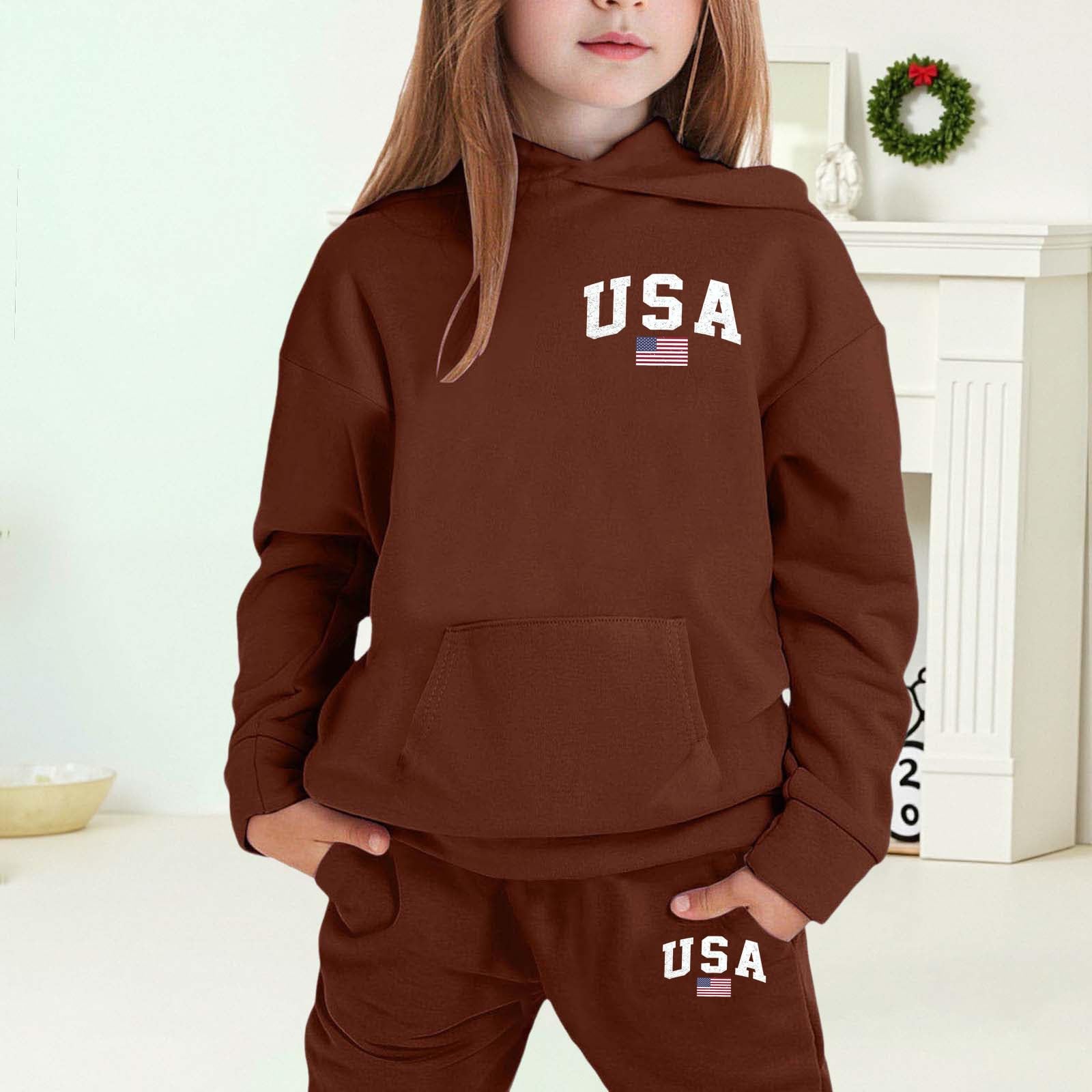 Ensemble Enfant, De Tenues D'hiver Pour Filles, Sweat À Capuche Et Jogging En Polaire, Vêtements Confortables Et Décontractés Pour Enfants Avec Imprimé Élégant, Design Original Unique