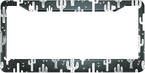 Miniatura 18 de HOSNYE - Marco de placa para automóvil con bandera de carrera, tablero ajedrezado vintage, cubierta de metal para placas frontales, marco de placa