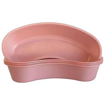 Kidney Shaped Emesis Basin - 5 Mauve Bedside Basin for Handwashing, Brushing Teeth, Ear Irrigation, and More - Good for Hospitals, Medical Facilities, and Home Use