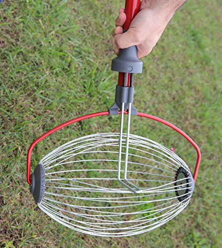 Garden Weasel Large Nut Gatherer - Picks Up Walnuts, Sweet Gum Balls, Magnolia Seed/Flower Heads, Small Fruit & Other Objects 1 1/2" To 3" in Size, Red/Silver - Thumbnail 3