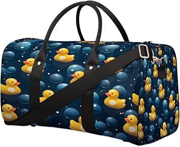 Cute Yellow Duck Travel Duffle Bag Waterproof Foldable Weekender Bags for Women and Men Durable Carry on Overnight Bag with Shoulder Strap Lightweight Sports Gym Tote Bag