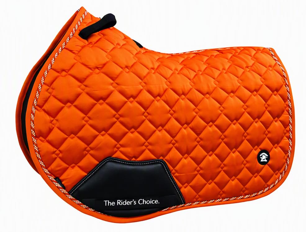 Quilted Horse Saddle Pad with Gold Studs, Full & Pony Size (Sunset Orange, Full/Standard/Large) — image 1