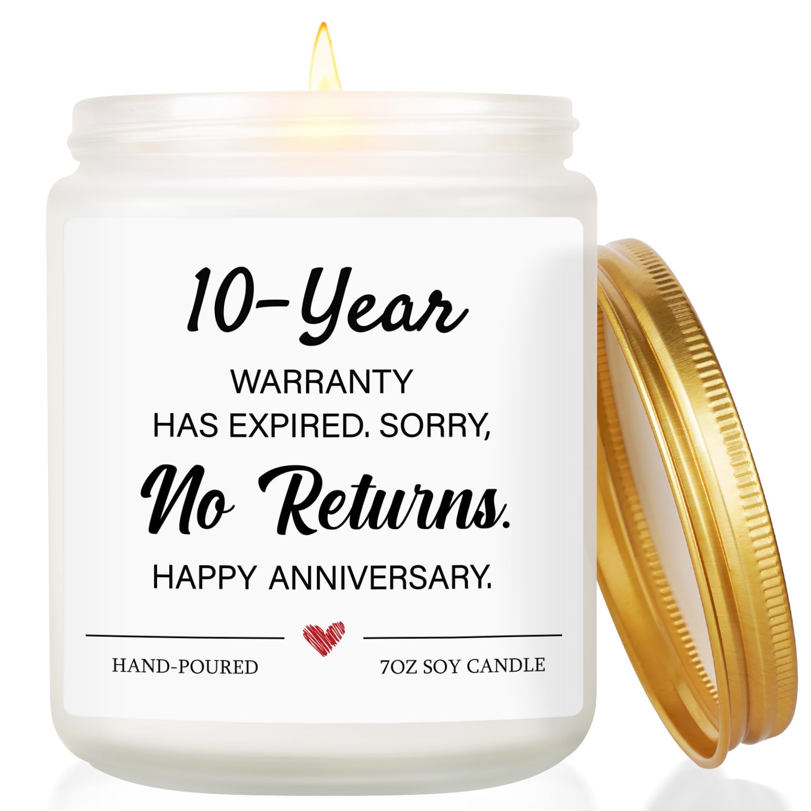 10th Wedding Anniversary Candle Gifts for Couple, Romantic 10 Years Wedding Gift for Her, Him, Girlfriend, Ten Years for Wife from Husband - Lavender Scented Soy Wax