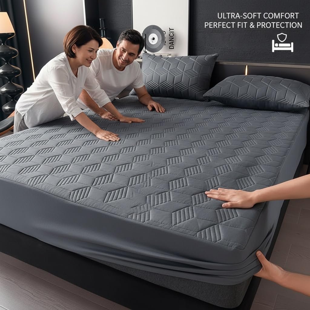 Full Size Mattress Protector Soft and Comfortable Fitted Mattress Pad with Deep Pocket Waterproof Design Easy