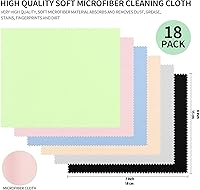 Vista 3 de 18 paquetes de paños de limpieza de microfibra (7" x 6") multicolor para lentes de anteojos, lentes de cámara, teléfonos celulares, portátiles