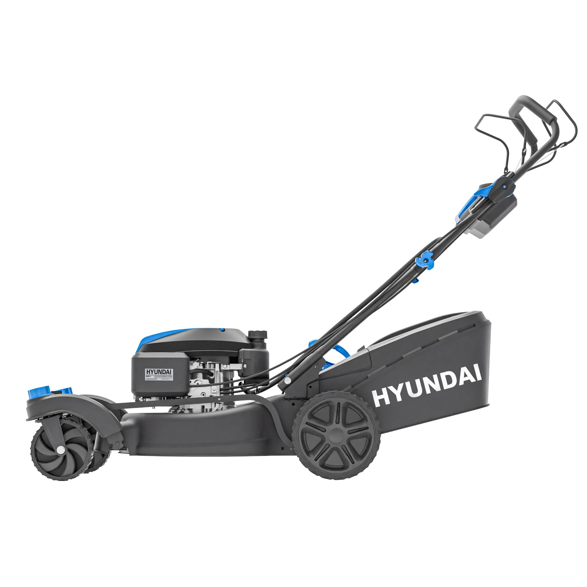 Hyundai Tondeuse à Gazon Thermique Autotractée Noire 51 cm, Démarrage Électrique, Moteur 196 cm3 5,5 CV, Bac 60 L, 4-en-1, Garantie 3 Ans - HYM20200SPEZX