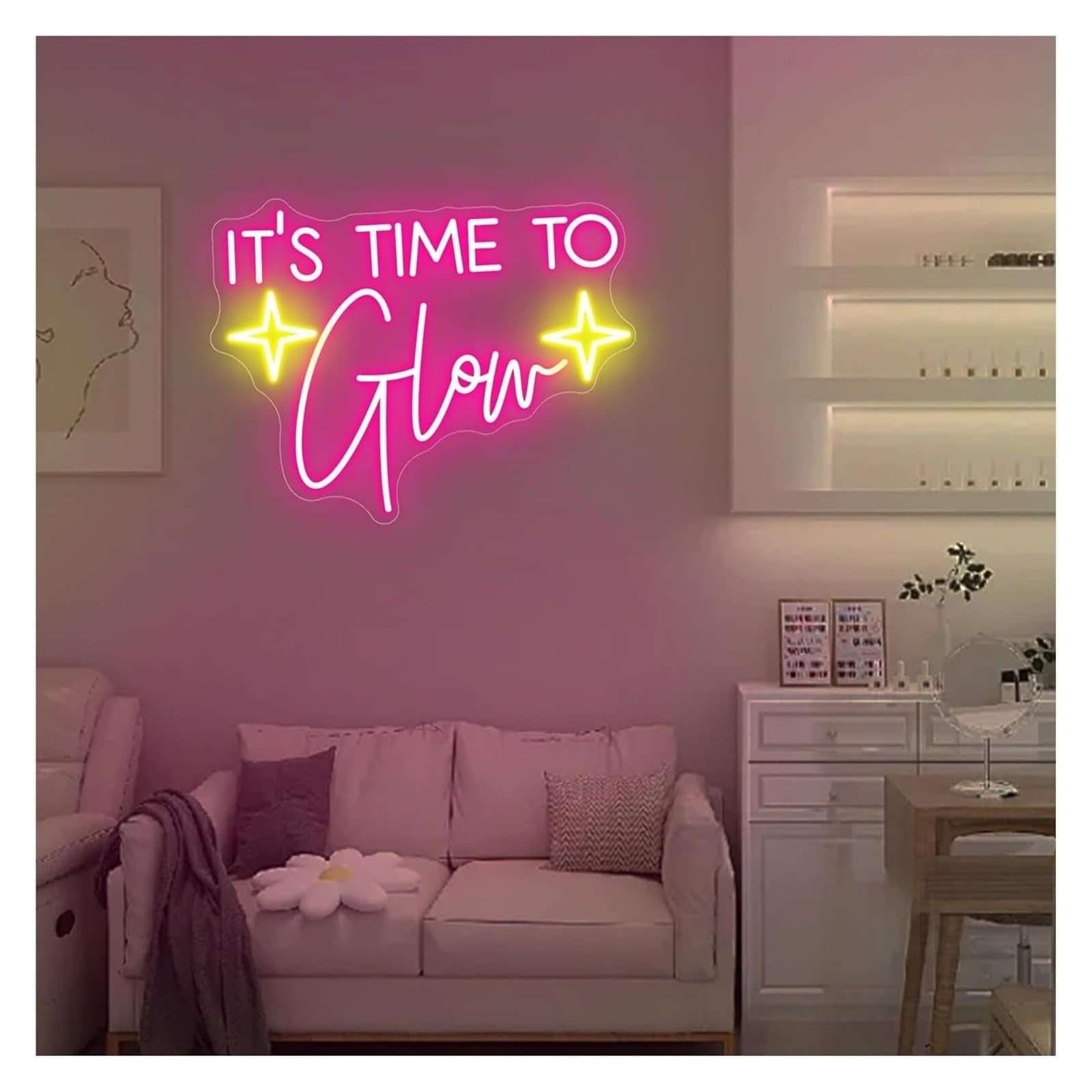 Aextroi neon Lights Sign Neon Signs Decor Sign It's Time to Glow,45cm