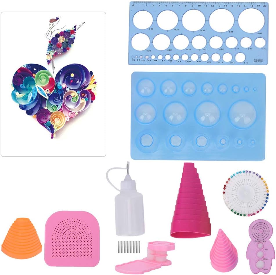 20pcs Paper Quilling Tool Complete Set, Electric Quilling Pen with Crimper Border, DIY Paper Craft Kit for Beginners, Includes Quilling Template, Ruler, Glue Applicator, Curling Co