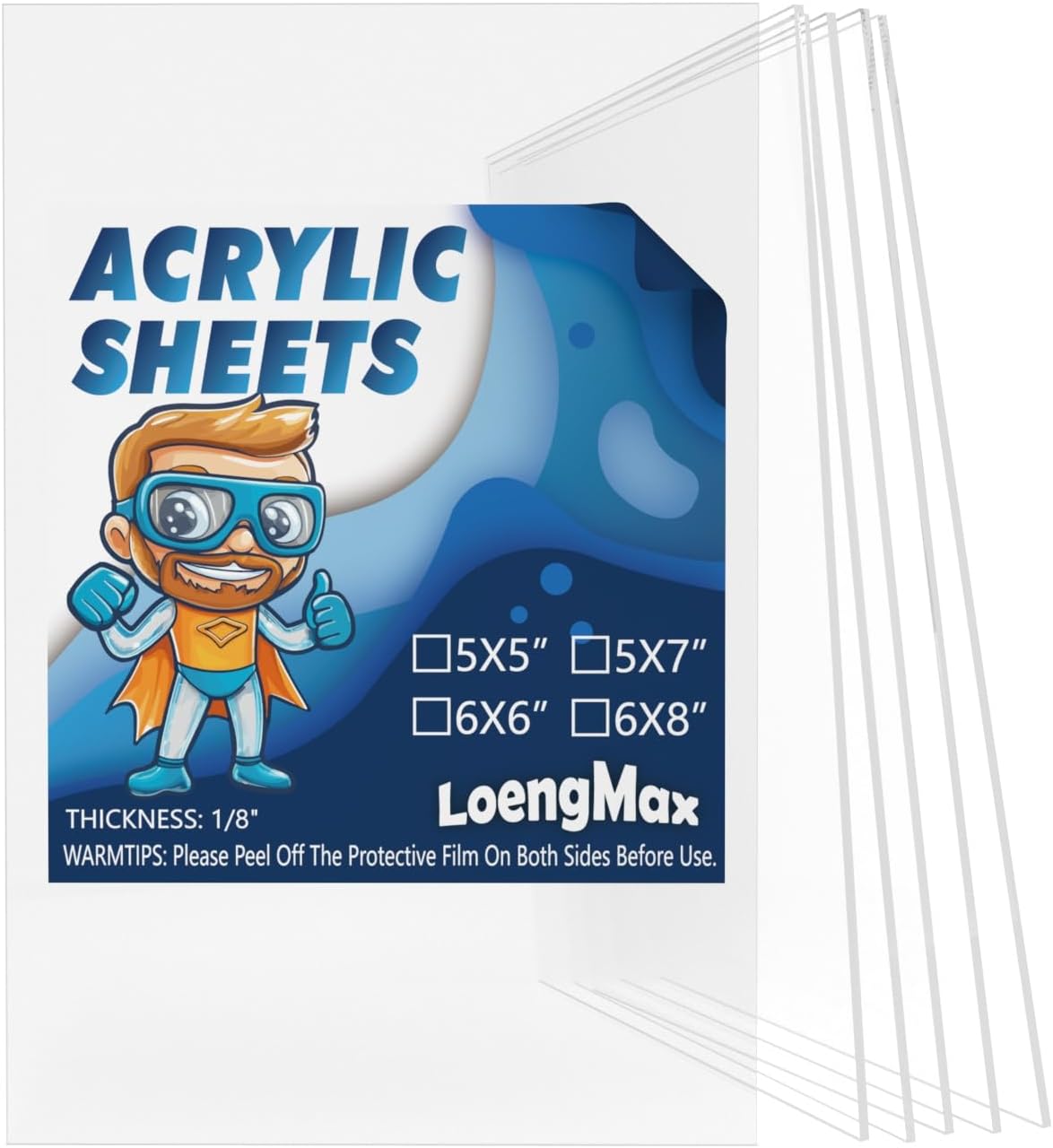 1/8" Thick (3mm) Clear Acrylic Sheet 6" x 8" - 6 Pieces | Cast Plexiglass for DIY Crafts, Sign, Photo Frame, Display Projects
