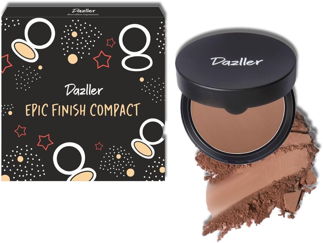Dazller Epic Finish Compact Powder, Natural Matte, Buildable, Oil Control, With Vitamin E, For all Skin Types (Dusky O2)