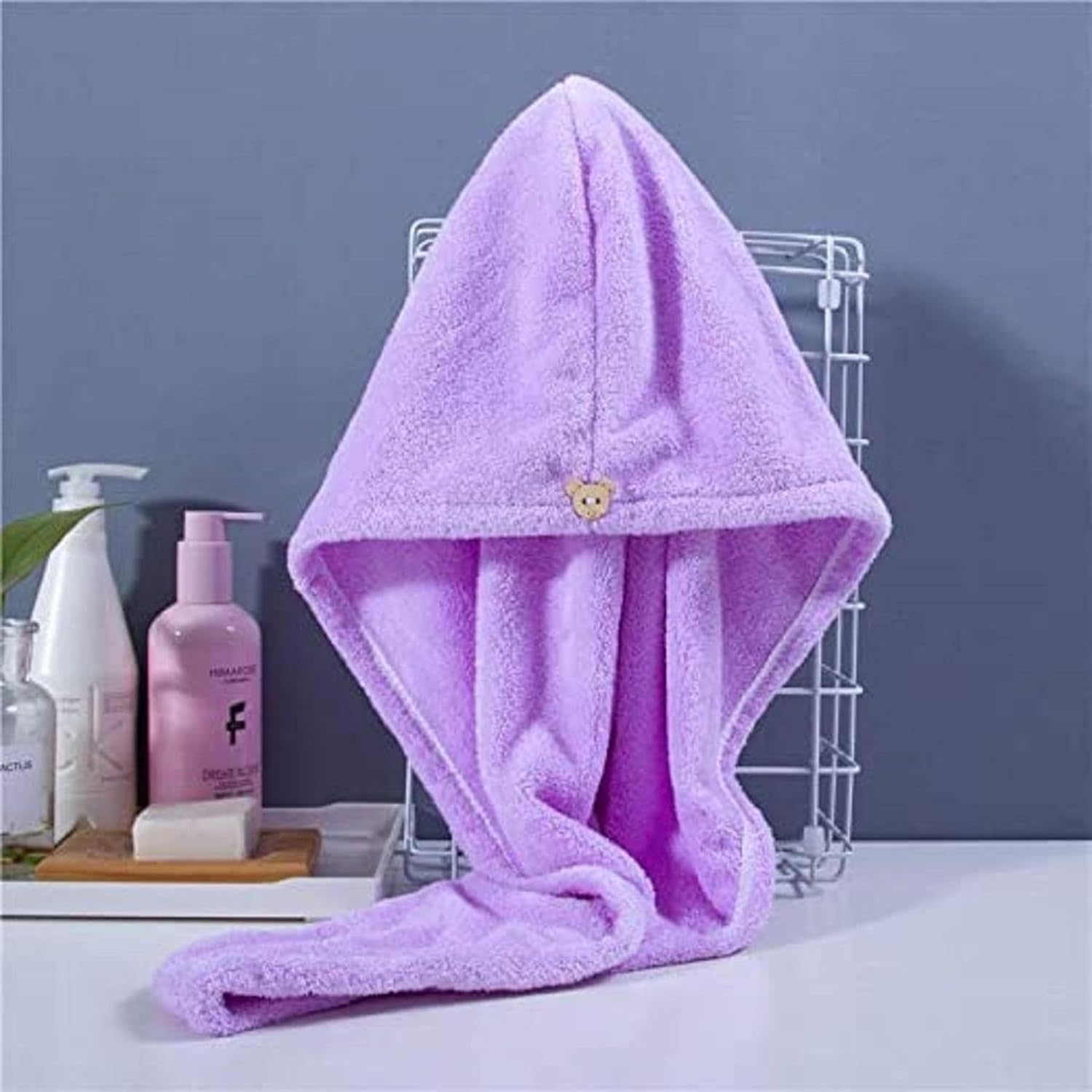 Fezora Hair Towel Wrap for Women (Pack of 2) | Quick-Dry Microfiber Hair Turban with Elastic Loop | Super Absorbent Hair Drying Towel for Ladies & Girls (Orange & Purple) 4