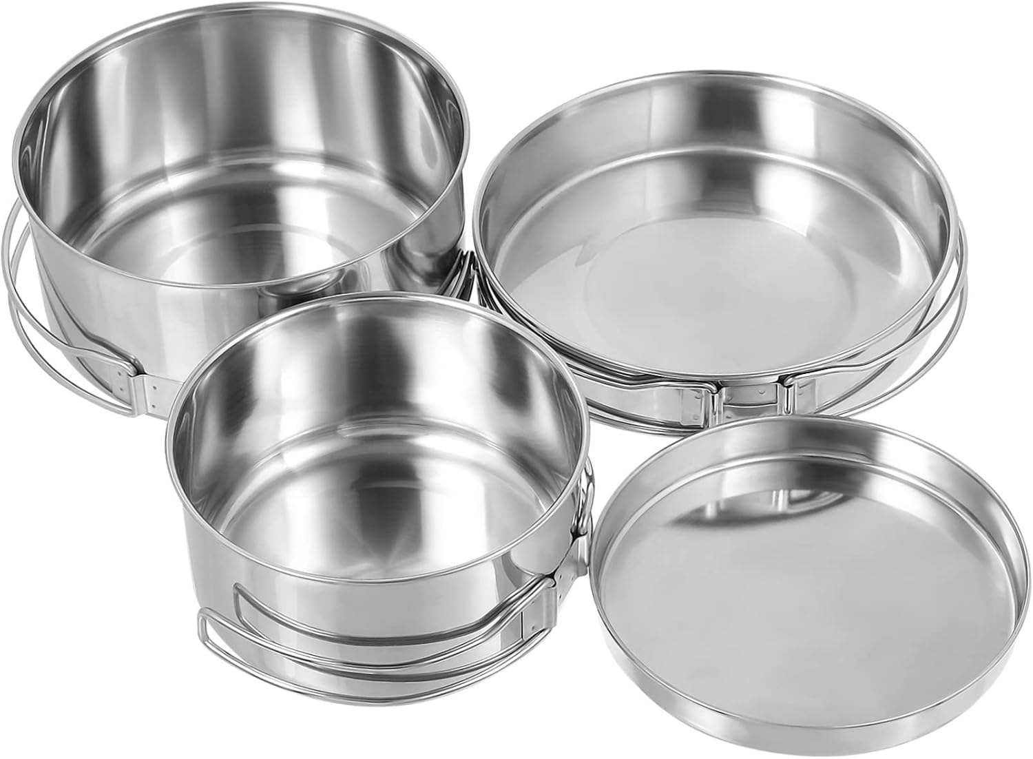 BESPORTBLE Stainless Steel Cooking Utensils Folding Camping Cooking Utensils Pots Pan Outdoor Stackable Picnic
