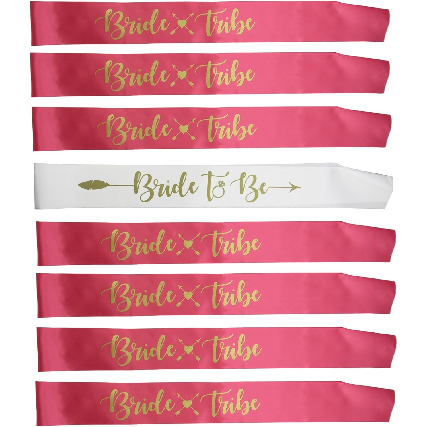 U-HOOME Bride To Be/Bride Tribe Sash Set (8 Set) Bridesmaid Sash, Team Sash, Bachelorette Sashes for Bridal Shower Decorations, Bachelorette Party Decorations, Wedding Parties