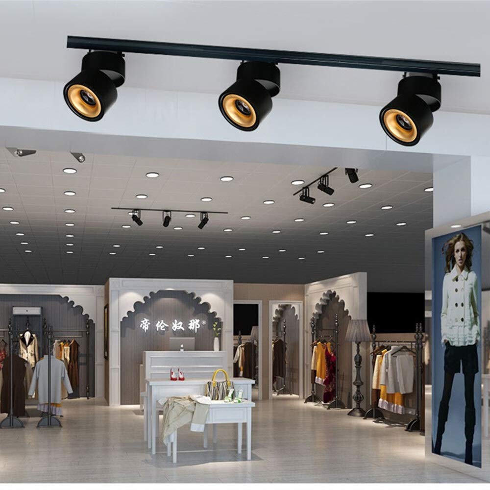Barras De Focos 1 PCS15W 12W 10W 7W 360 ÁNGULO AJUSTE LUZ AJUSTABLE DIMMABLE LED Luz de la pista de la guía de la guía LáMpara De Techo (Body Color : 10W Black Dimmable)