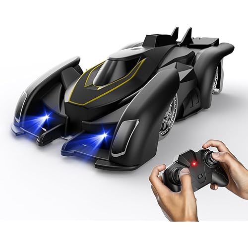 Remote Control Wall Climbing Car, RC Stunt Car with Rechargeable Indoor Wall Toys, Kids Toys for Boys & Girls Ages 3 and up (Black)