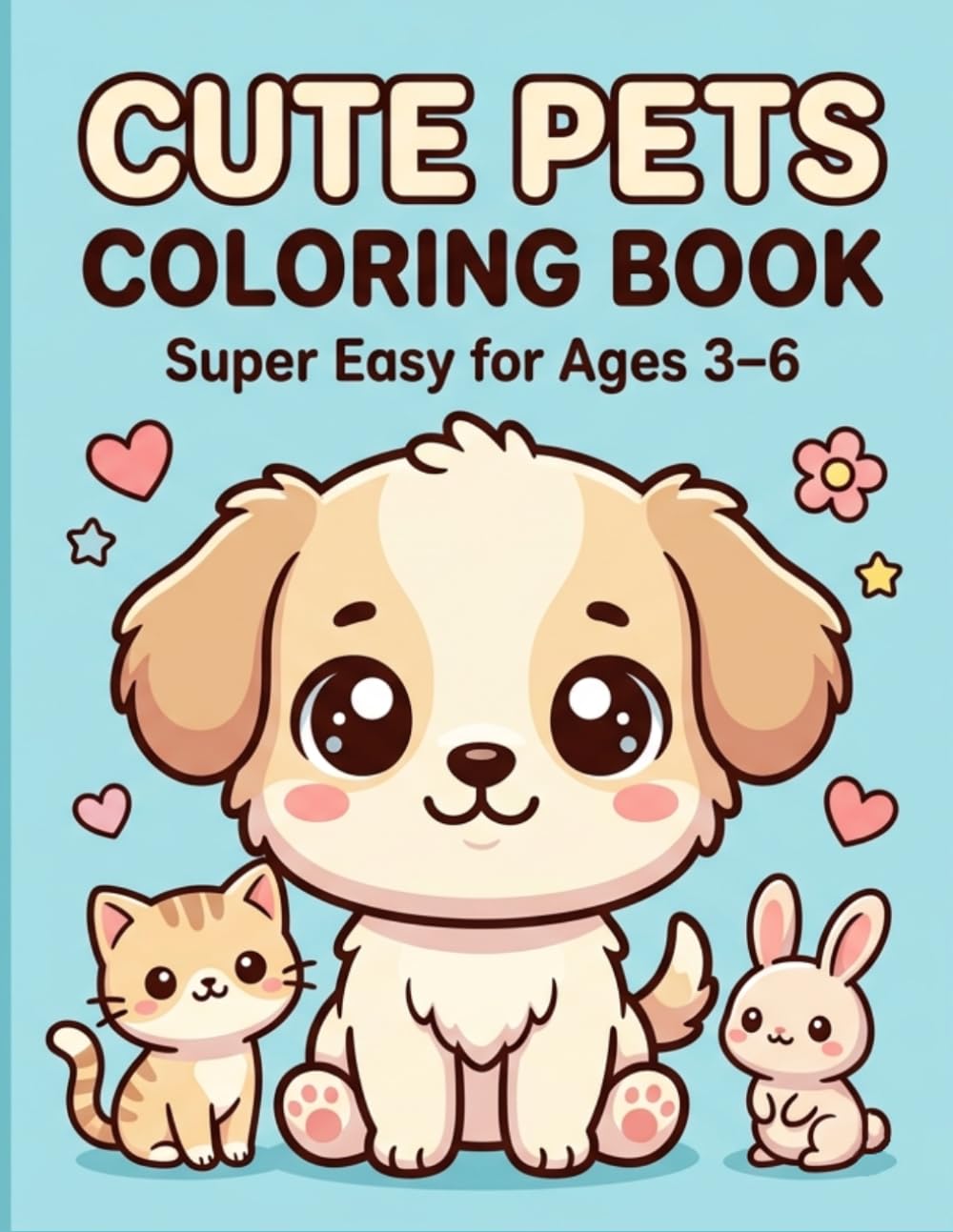 Cute Pets Coloring Book for Kids Ages 3-6: Super Easy Big Bold Lines for Toddlers and Preschoolers: Fun and Adorable Pet Coloring Pages with Simple ... — Dogs, Cats, Bunnies, Hamsters and More