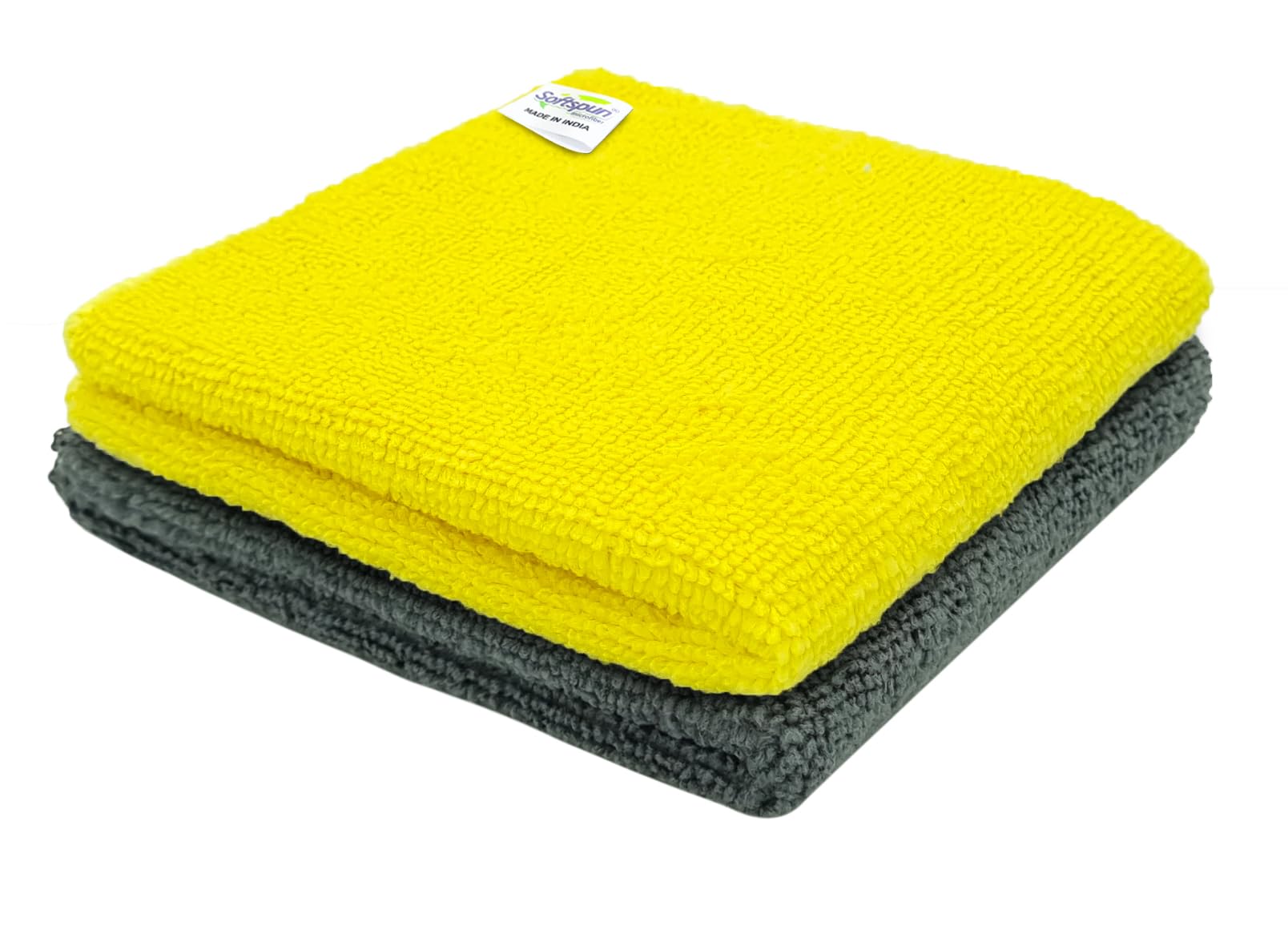 SOFTSPUN Microfiber Essentials - Extra Small, 26x26cms, Pack of 2, Multicolor. Highly Absorbent Lint and Streak Free Multipurpose Cleaning Cloth for Laptop, Mobile Screen & Glass Wipes…