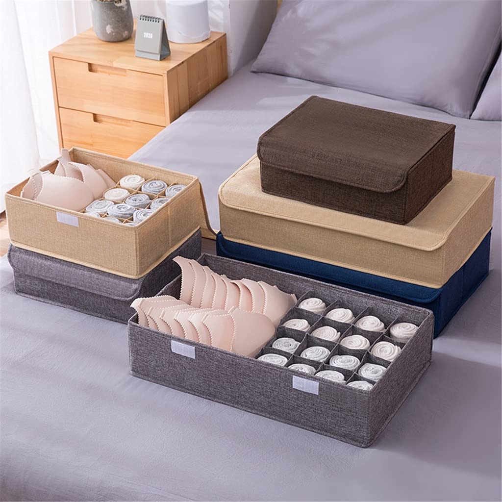 13 Griglie Biancheria Intima Cassetto Organizzatore Vestiti Organizzatore Scatola di immagazzinaggio Reggiseno Guanti Armadio Organizzatore Scatola portaoggetti con Coperchio (D 34 * 26 * 12 cm)