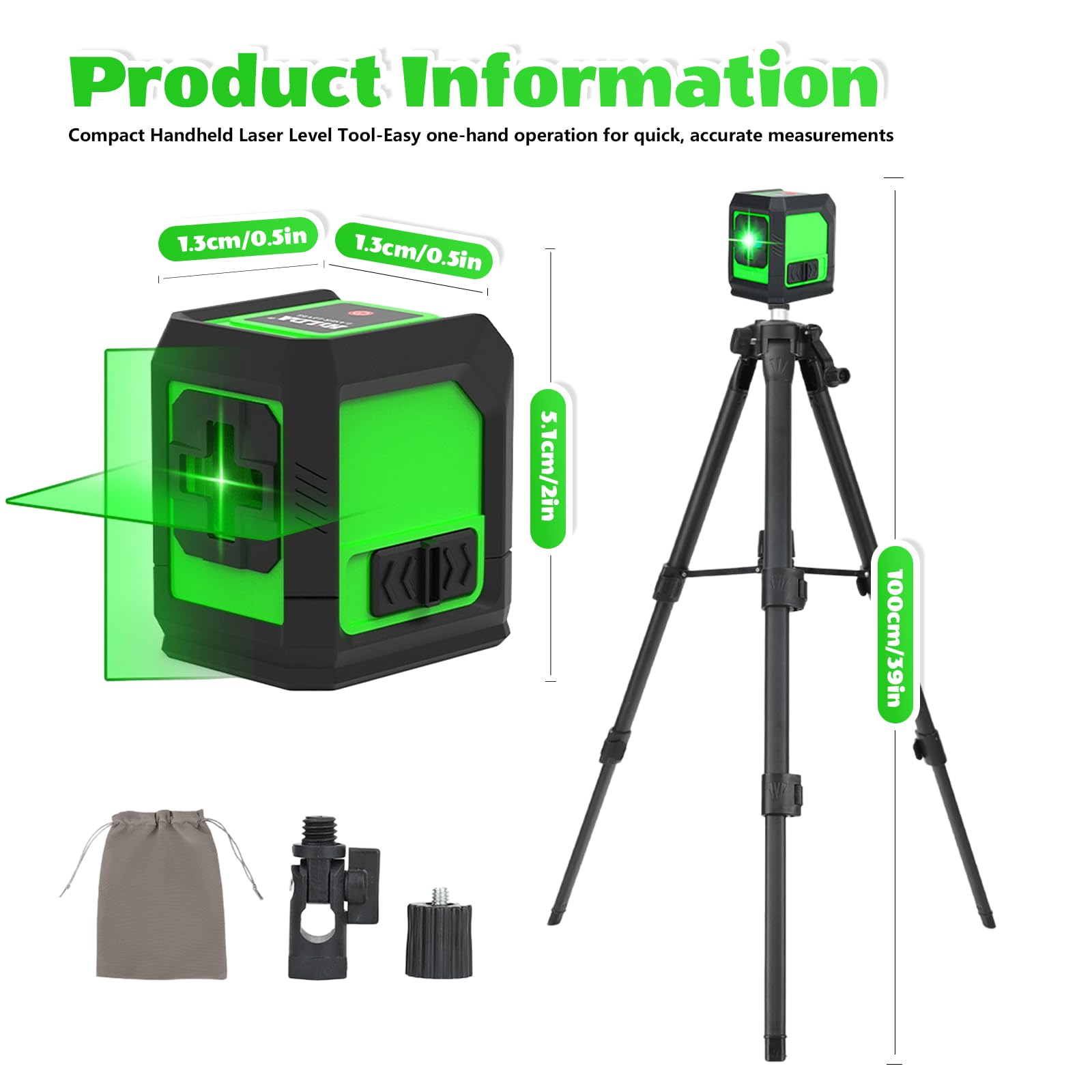 Laser a linee incrociate con treppiede, livella laser con treppiede, autolivellante con doppio modulo laser, laser a linee incrociate, verde, per lavori interni e ristrutturazioni fai da te