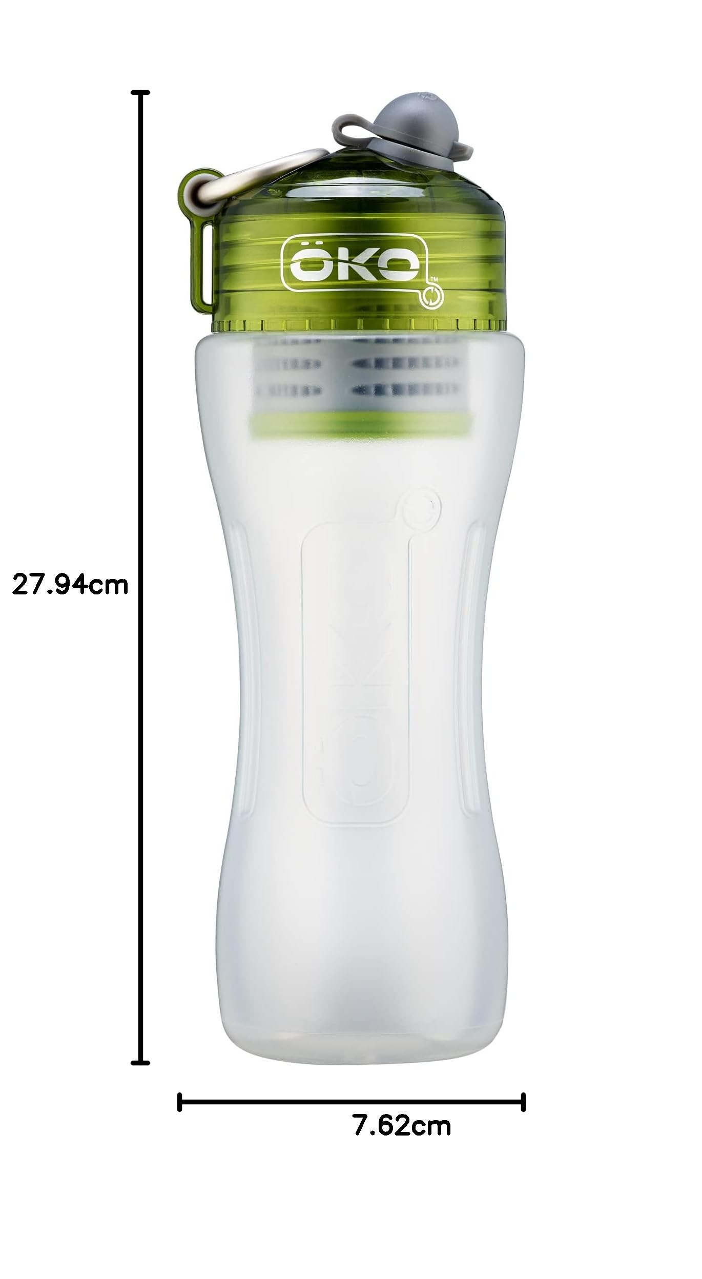 OKO H2O Flacone filtrante da 650 ml per viaggi, campeggio, escursionismo, ciclismo e uso quotidiano