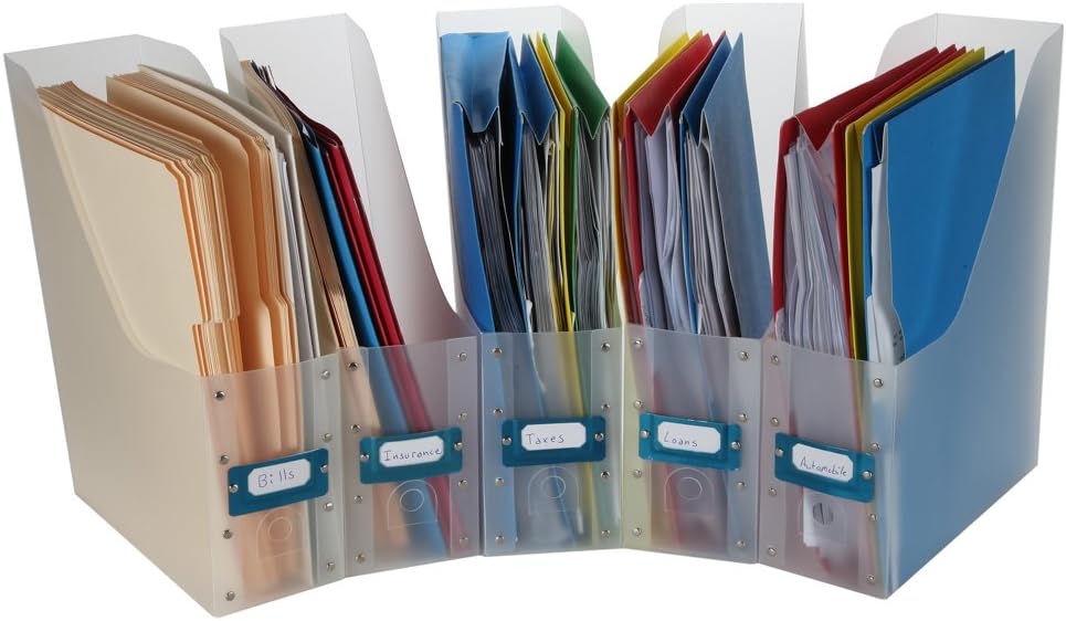 Home-X Clear File Holder Organizers for Magazines or Documents (Set of 5)
