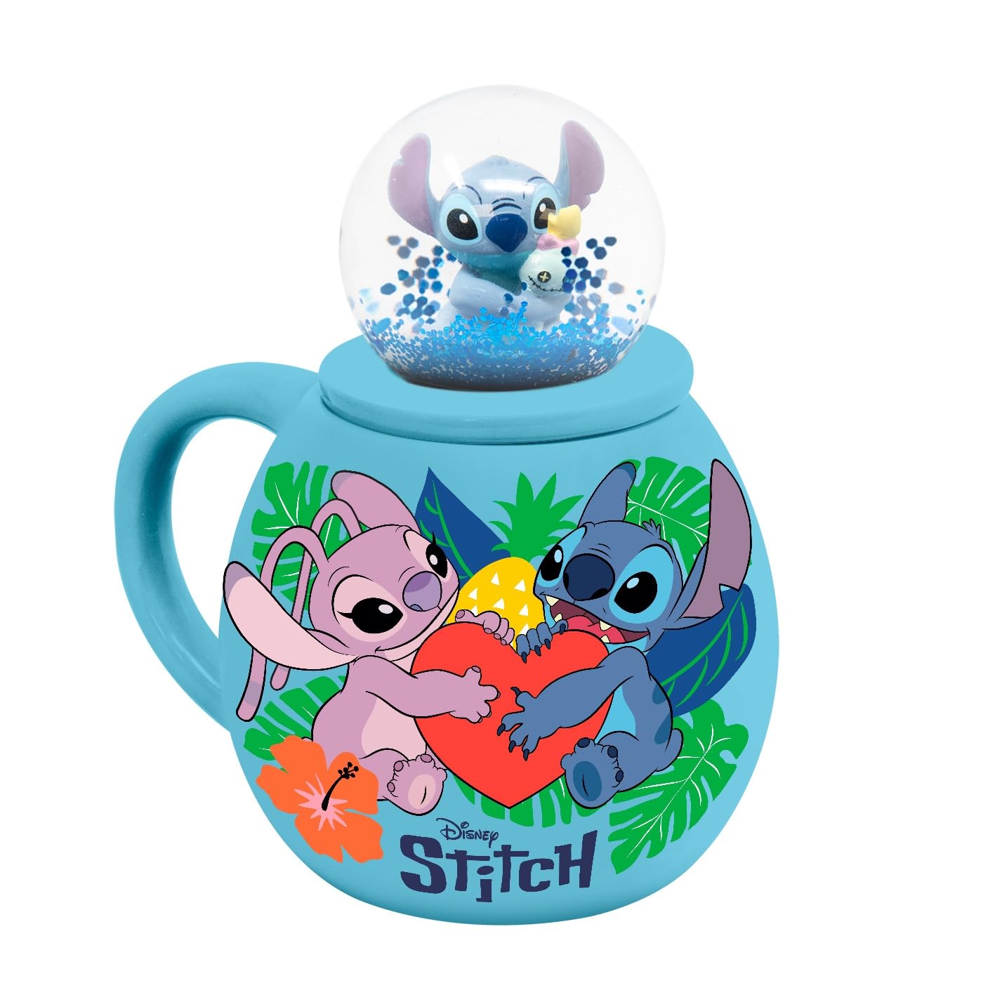 Pyramid International Lilo & Stitch (Love) Snowglobe Mug, 315ml / 11oz Ceramic Mug, Officially Licensed Drinkware, Premium Coffee Cup for Fans & Collectors