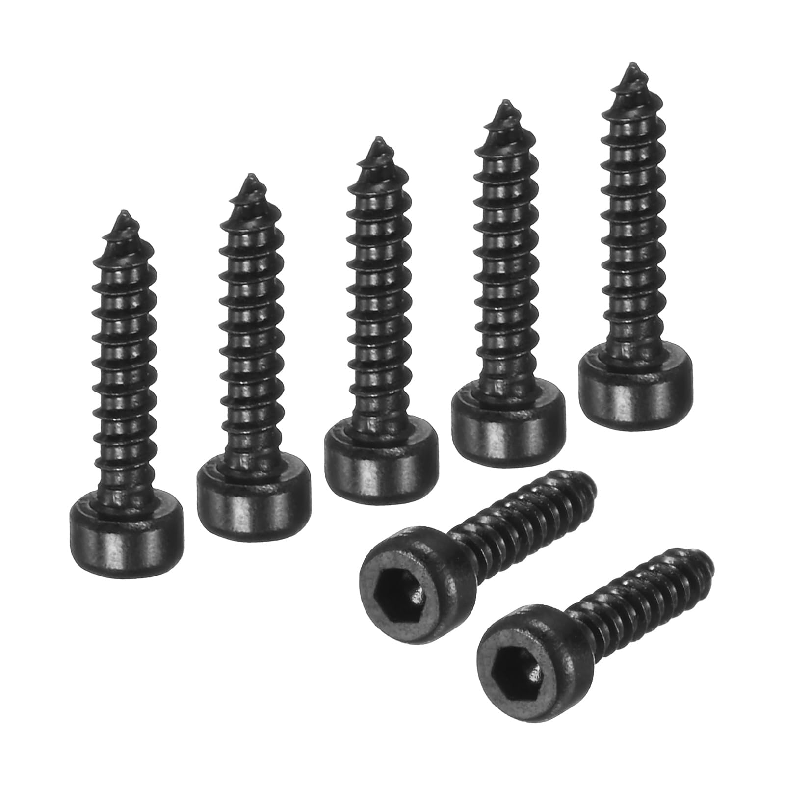 M METERXITY 100 Pack Hex Socket Head Screws, M2x10mm Stainless Steel Bolts Full Thread Self Tapping Screws for Furniture Machinery Electrical Appliances [Black]