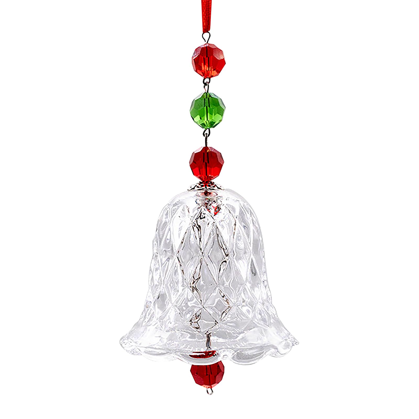 Crystal Glass Bell Hanging Ornaments Festival Christmas Tree Decoration Window Pendants Clear Crystal Wind Chime for Garden Home Wedding Decor Birthday Gifts (Transparent)