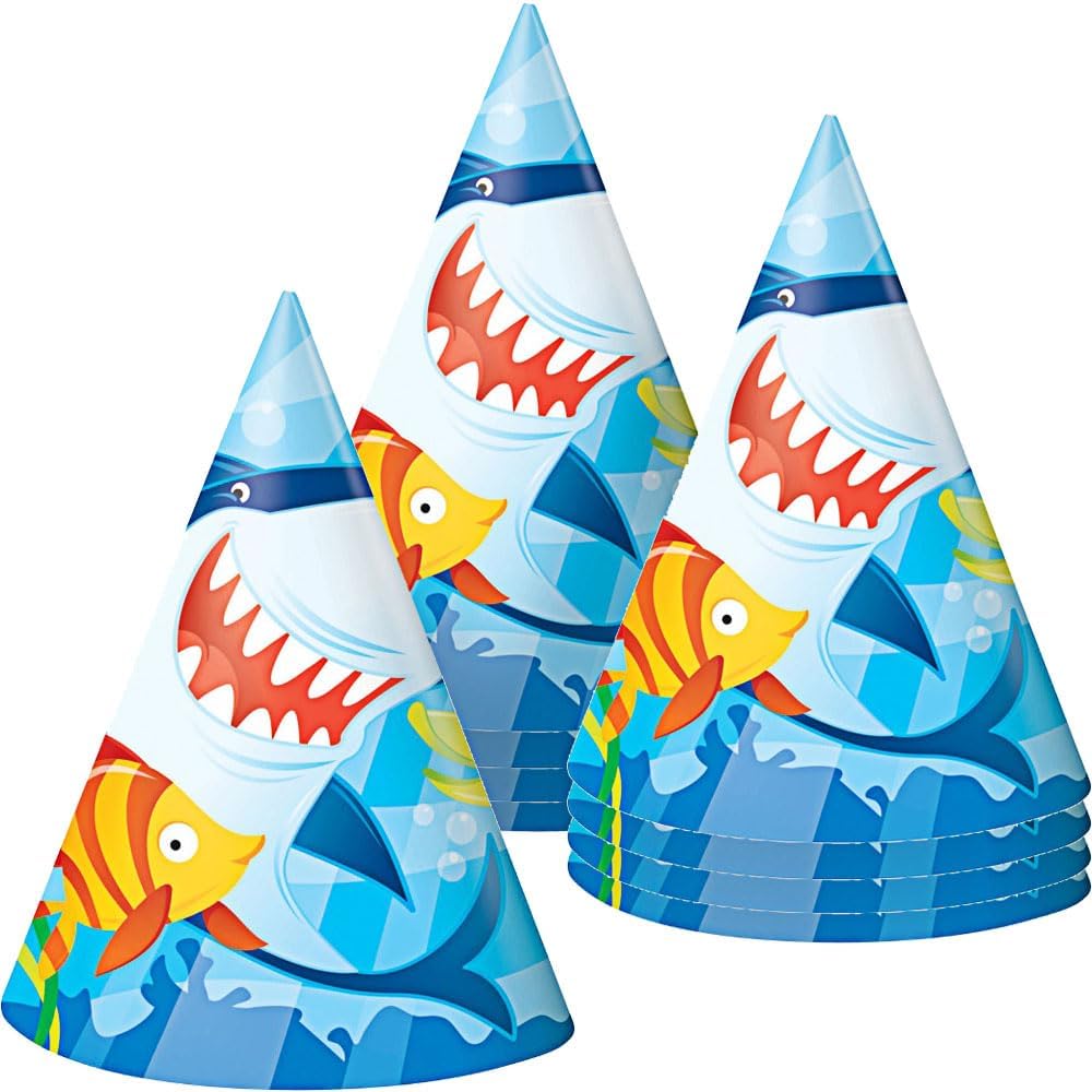 Fin Friends Party Cone Hats | One Size | 8 Pcs