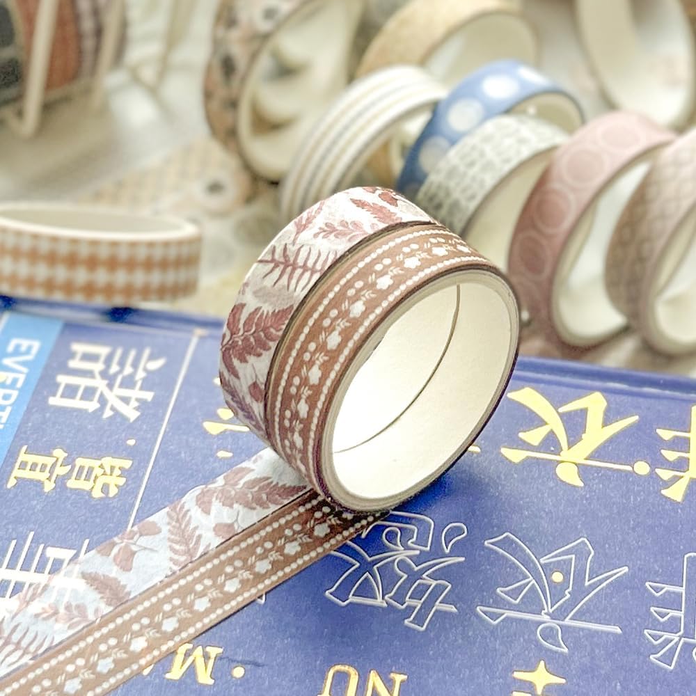 Songdao 20 Rolls Thin Basic Patterns Washi Tape Set Skinny Masking Creative Decorative Tapes for Arts DIY Crafts, Journals - Image 4