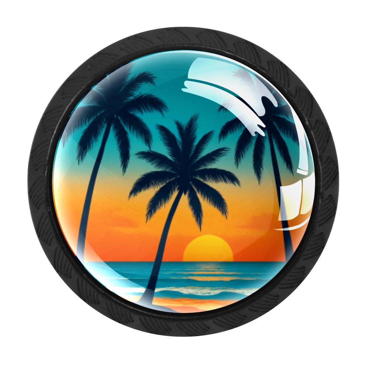 Heoeh Multi 11 4 Pcs Kitchen Cabinet Knobs, Palm Trees Sunset Drawer Knobs Dresser Handles